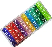 Game Dice Set I 100pcs Crystal Bulk Acrylic Game Dices Kit I 6 Sided Colorful Dice for Board Games I Clear Point Design Game Dice Bulk Set for Bar Games, Birthday Party Games, Board Games