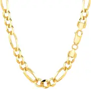 10k Yellow Solid Gold Figaro Chain Bracelet, 6.0mm, 8.5"