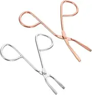 2PCS Stainless Steel Scissor Handle Tweezers Portable Beauty Tools for Eyebrow Shaping and Eyelash Curling User Friendly Grip for Daily Grooming