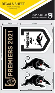 Penrith Panthers NRL 2020 Premiers Premiership 3 Logo Decals Stickers