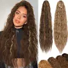 100% Real Thick Drawstring Ponytail Clip In Hair Extension Natural As Human Wavy