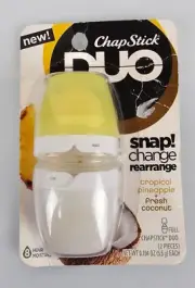 RARE ChapStick DUO Tropical Pineapple + Fresh Coconut Discontinued, HTF NOS