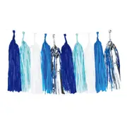 Blue, White & Silver Tassel Garland Banner