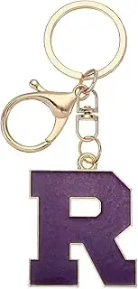 [uxcell] Initial Letter Keychain, Alphabet Letter Bag Charm Car Keyring Letter R Pendant Charm Key Chain for Key Wallet Purse Handbag Backpack, Purple