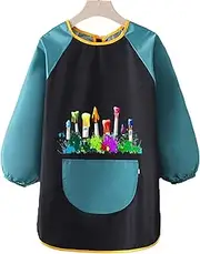 Kids Art Apron- Comfortable Kids Smocks with Big Pocket,Waterproof Long Sleeve Kids Apron,Children's Art Aprons with for Painting, Baking,Cooking, Messy, Water
