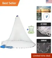 Handmade Saltwater Fishing Cast Net with Zinc Sinker Weights - 4/6/8Ft Radius