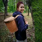 Foraging basket backpack for mushroom picking, hunting. Gift for her. Wicker bas