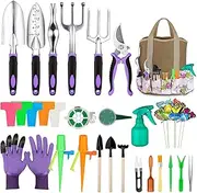 Gardening Tool Set, Gardening Supplies Succulent Tools Set Included, Heavy Duty Aluminum Gardening Kit for Gardening, Non-Slip Ergonomic Handle Tools, Durable Storage Tote Bag(GT - 83PCS)