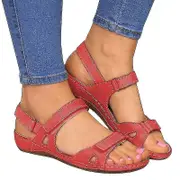 Comfy Women's Open Toe Orthopedic Sandals - Anti Slip Summer Shoes Red EU 39