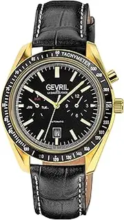 [Gevril] Men's Lenox Swiss Automatic Watch, Genuine Italian Leather Strap, Gold, Automatic Watch