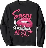 [X.Style] 30th Birthday Sassy and Fabulous 30 Year Old Sweatshirt ds336 Sweater (3XL) Black