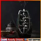 Incense Holder Ceramic Backflow Waterfall Incense Burner with 50 Cones (C)