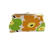 Knbhu Fashion Women Floral Canvas Kiss Lock Long Clutch Chain Strap Wallet Coin Purse-Yellow