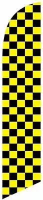 Black and Yellow Checkered Feather Banner Swooper Flag - NO WIND REQUIRED -...