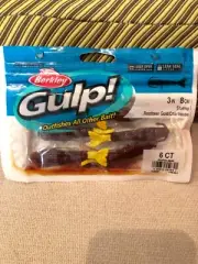 Berkley Gulp Saltwater 3 inch 6 Count Pack Shrimp Rootbeer Gold/chartreuse Soft