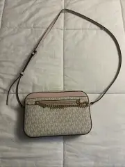 NWT Michael Kors Jet Set Large Logo Crossbody Bag with Zip Chain