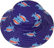 [FRCOLOR] Anti-uv Cotton Bucket Hat Sun Hats for Boys and Girls Adjustable Chin Band Blue