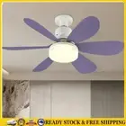 Ceiling Fan LED Lamp E27 Socket Fan Light Remote 42cm (Purple Crystal Shell) .
