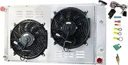 COOLINGBEST 3 Row Aluminum Radiator for 1970-1981 Pontiac Firebird/Trans Am 3.8-6.6 L6 V8 Radiators with Electric Fan Shroud Thermostat Kit 1971 1972 1973 1974 1975 1976 1977 1978 1979 1980
