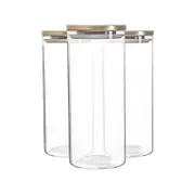 Argon Tableware Glass Storage Jars with Metal Lids - 1.5 Litre - Pack of 3
