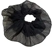 [HUFFA] Large Pleated Skirt Hair Ring - Stylish Leather Hair Accessories for Women(black)