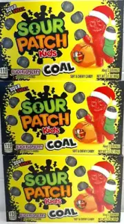 Sour Patch Kids (3-PACK) Coal Black Raspberry Sour Sweet Soft Chewy Candy 9.3 oz