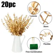 20 Pcs Gold Stems Artificial Leaves Decor Branches With Leaves 15 Inch Faux