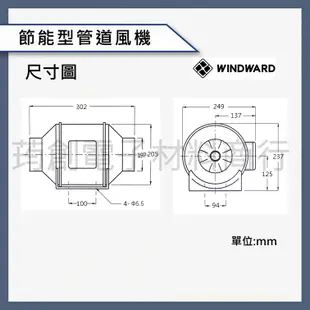 ║附發票║WINDWARD 8吋 節能 靜音 無線 110V 220V 防水 管道風機 排風扇 抽風機 油煙機 EC風扇