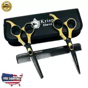 PROFESSIONAL HAIR CUTTING HAIRDRESSING THINNING SCISSORS SHEARS KIT/SET 6" GOLD
