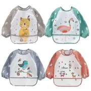 4 Pack Waterproof Sleeve Bibs Baby Bibs Kids Bibs with Storage Pockets 1-4 Years Old