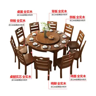【✨現貨 宅配到府🚛】全實木餐桌椅組合 伸縮摺疊圓形 多功能家用吃飯桌 小戶型可變圓桌子 一桌四椅