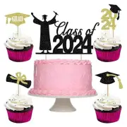 Glitter Class of 2024 Cake Topper - Congrats Cake Topper, Congrats 2024 Gradu...