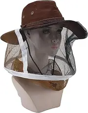 Professional Beekeeping Suit, Tightening Design Breathable Mesh Total Protection Beekeeping Veil Hat Brown Beekeeping Hat Bee Keeper Cowboy Hat with Round Veil for Beekeepers Backyard Fishermen Hunter