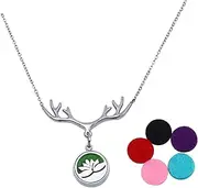 [DEARMAMY] Essential Oil Diffuser Necklace Antler Choker with Stylish Perfume Locket Chain for Aromatherapy Unique Aromatic Jewelry for Everyday Wear