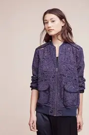 NWT ANTHROPOLOGIE MIRANDA LACE BOMBER JACKET by ELEVENSES M