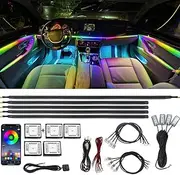 Acrylic Interior Car LED Strip Light APP Control, RGB Symphony 18 in 1 600 LEDs Fiber Optic Ambient Lighting Kits, Adjustable Brightness, RGB Neon Lighting for All Cars