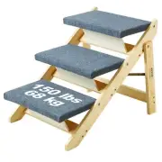 VEVOR Wood Pet Stairs/Pet Steps, 2-in-1 Foldable Wooden Dog Stair for Beds, Sofa