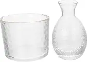 1Set Japanese Style Sake Decanter with Ice Bucket Elegant Dual Use for Warm Chilled Sake for Home Restaurant Bar Exquisite Rim Design Easy to Clean