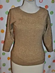 PER SE Women`s S small PER NOUGAT GOLD BLOUSE TOP NWT $230+ SPARKLE !! Pretty