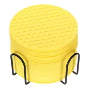 24 Pcs Silicone Coasters with Holder, 4 Inch Round Coaster for Drink, Yellow