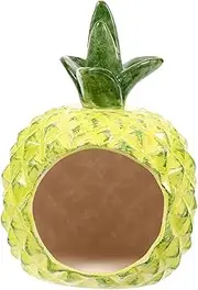 Happyyami Pet Hideout Ceramic Pineapple Shaped Hamster House for Play and Sleep Hedgehog Accessories and Hamster Playground Decoration