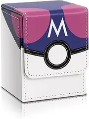 Card Deck Box for Trading Cards, Card Storage Box Fits 100+ Cards, PU Leather Strong Magnet Card Deck Case Holder for MTG CCG, Purple&White