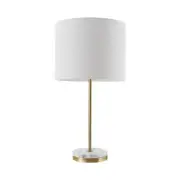 Globe Electric 19 in. Matte Brass White Table Lamp