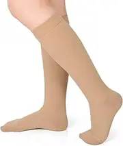 Evolyline Medical Compression Stockings Women Men 20-30 mmHg, Calf Closed Toe Support Stockings, Compression Socks, Thrombosis Stockings, Graduated Support for Varicose Veins Edema, beige, Small