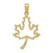 14K Yellow Gold Polished Cut Out Maple Leaf Pendant