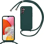 [xinyunew] Mobile Phone Chain for Samsung Galaxy A15 5G Case with Strap, Mobile Phone Case with Cord for Hanging, Soft TPU Silicone Case with Strap [Removable] Necklace Case for Samsung Galaxy A15 5G