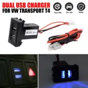 For VW Transporter T4 Car Charger Dual USB Phone 2.1A Light 2 Ports Socket 12V