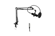 Pyle Suspension Microphone Boom Stand, Simple Clamp-Style Installation, Desktop Scissor Spring Arm Mic Stand w/ Shock Mount, Quick Setup attached, Maximum Mic Arm Extension Dst 2.26' ft.PMKSH01