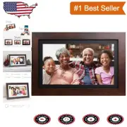 Espresso Wood Smart Digital Frame - 14” HD Touchscreen, 8GB, 5,000 Photos