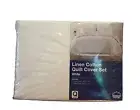 WHITE Linen Cotton Quilt Cover Set Queen Size - House & Home